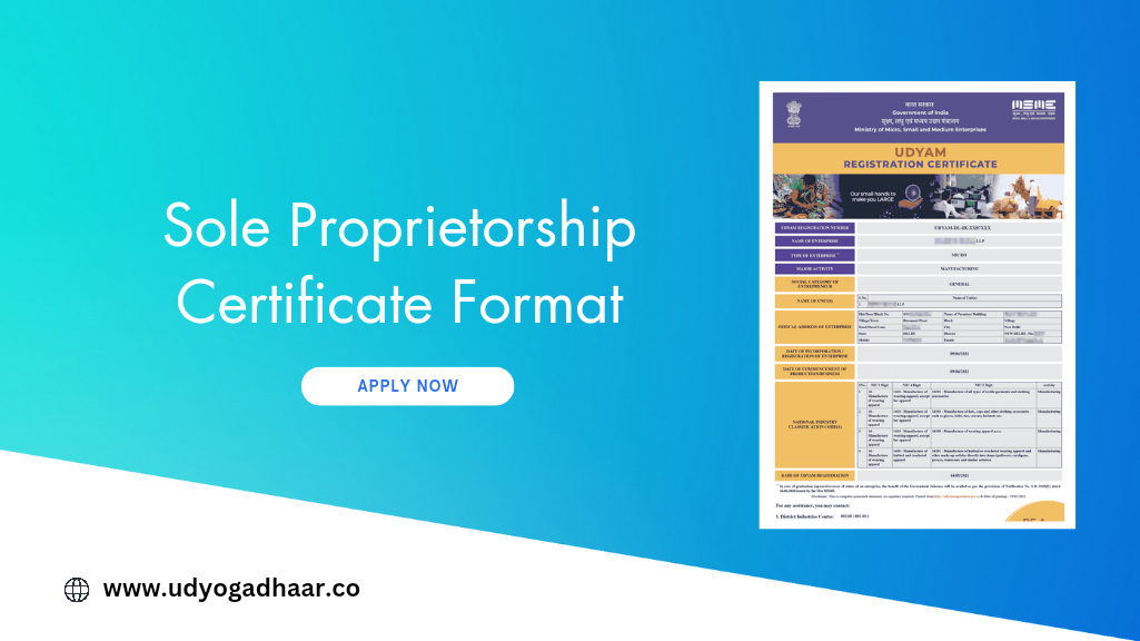 sole proprietorship certificate format